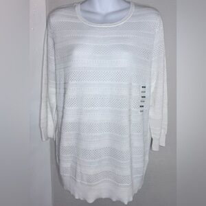 NWT Old Navy White Knit Detailed Blouse women Size XL